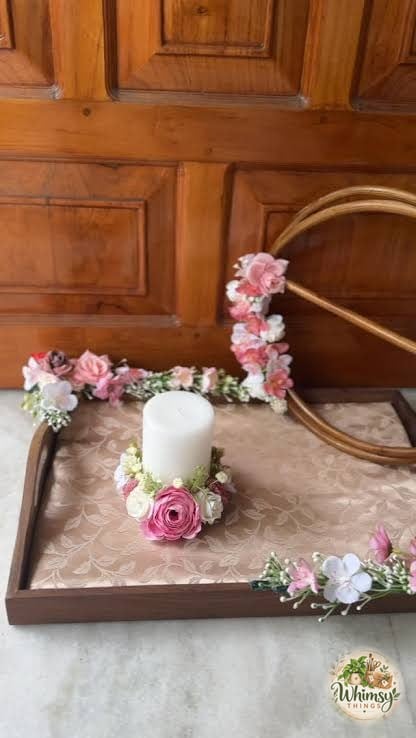 Blush Candle & Cane Hoop Set
