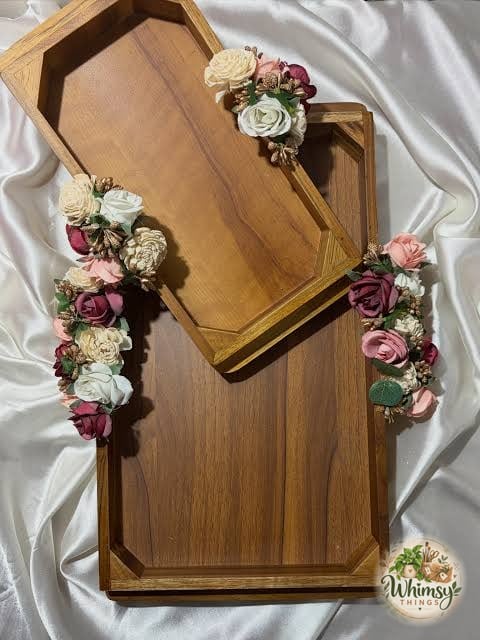 Burgundy Rose Twin Trays
