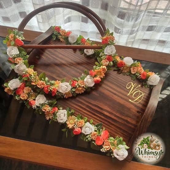 Monogram Teak Saree Tray
