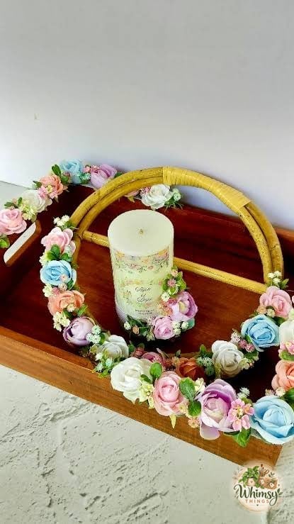 Pastel Rose Hoop & Candle Tray
