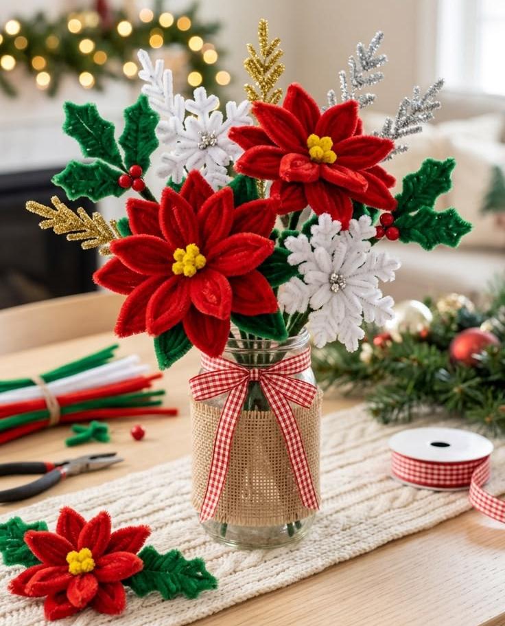 Poinsettia & Snowflake Jar