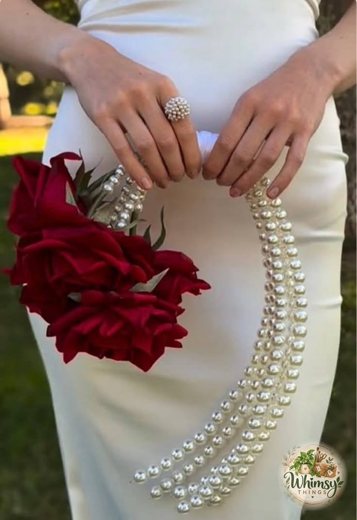 Red Rose Pearl Heart